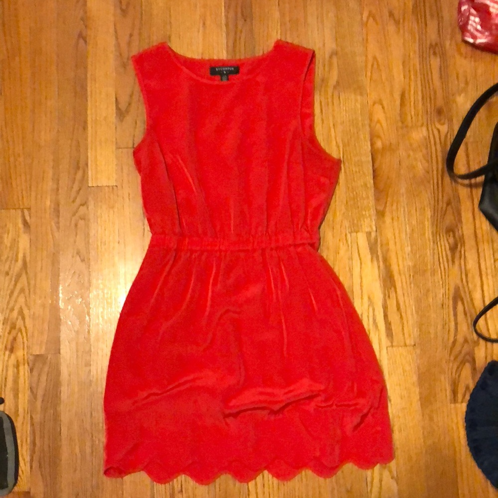Red Scalloped back Dress